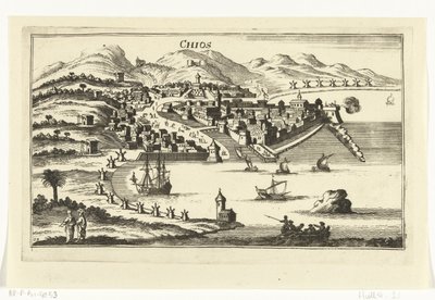 キオス島の眺め 地中海の港、都市、島々の地形図（連載タイトル） 作： Gaspar Bouttats