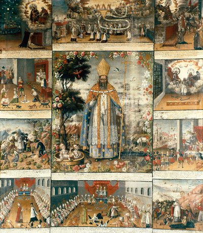 ミラまたはバリの聖ニコラスの生涯を描いた祭壇画 (270-345) 作： Gaspar Miguel de Berrio