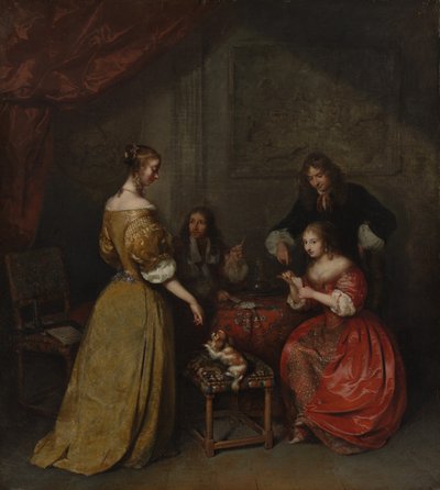 カードパーティー、カリフォルニア。 1665年。 作： Gaspar Netscher