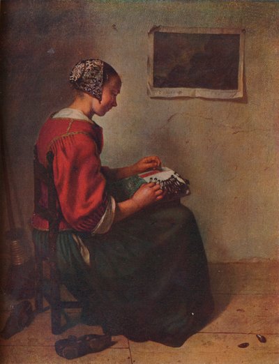 「レースメーカー」、1662 作： Gaspar Netscher