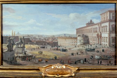 キリナーレ宮殿と広場を前景にしたローマの眺め 作： Gaspar van Wittel