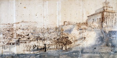 ローマのヴィラ・メディチ（鉛筆、水彩、紙 作： Gaspar van Wittel