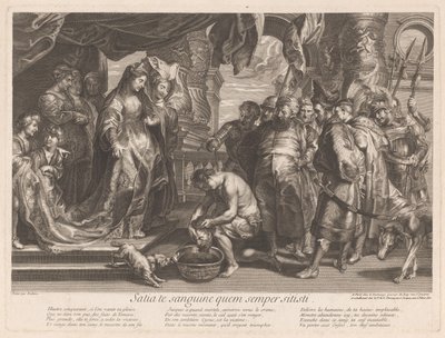 トミリスが血の入ったボウルにサイラスの頭をぶつける 作： Gaspard Duchange (attributed to)