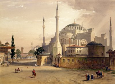 アヤソフィア、プレート17：ルイ・ハゲ（1806-85）によって刻まれたモスクの外観1852年公開 作： Gaspard Fossati