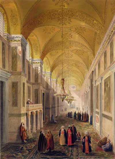 ハギアソフィア、プレート2：ルイ・ハゲ（1806-85）によって刻まれたナルテクス1852年公開 作： Gaspard Fossati