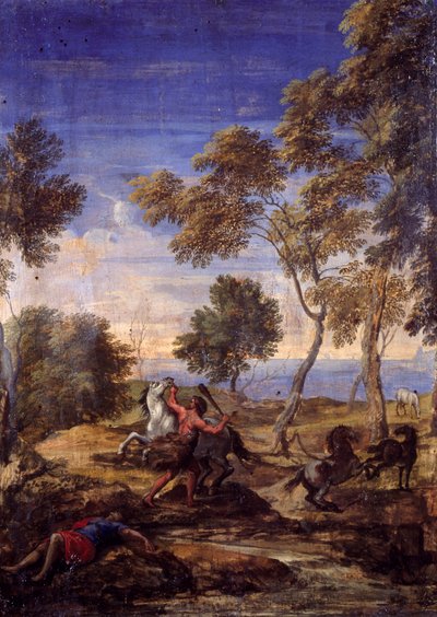 田舎でのケンタウロスの戦い（油彩・キャンバス 作： Gaspard Poussin (school of) Dughet