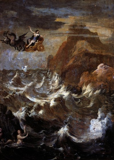 嵐の田舎（油彩・パネル 作： Gaspard Poussin (school of) Dughet