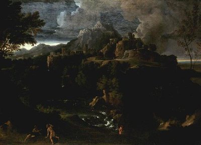 人物のいる風景」（油彩） 作： Gaspard Poussin Dughet