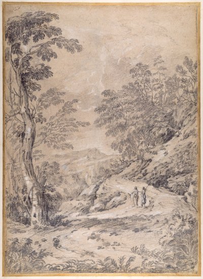 森と岩を縫うように走る山道 作： Gaspard Poussin Dughet