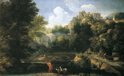 羊飼いのいる川の風景 作： Gaspard Poussin Dughet