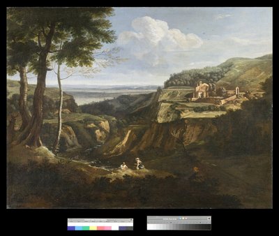 1670-75年、フラスカティ近くのカマルドリ修道院の眺め 作： Gaspard Poussin Dughet
