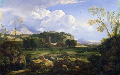 ローマのカンパーニャの眺め (キャンバスに油彩) 作： Gaspard Poussin Dughet
