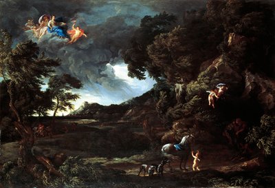 ディドとエネアスの連合体のある風景」1664-48年頃（油彩・キャンバス 作： Gaspard Poussin and Maratta or Maratti Carlo Dughet