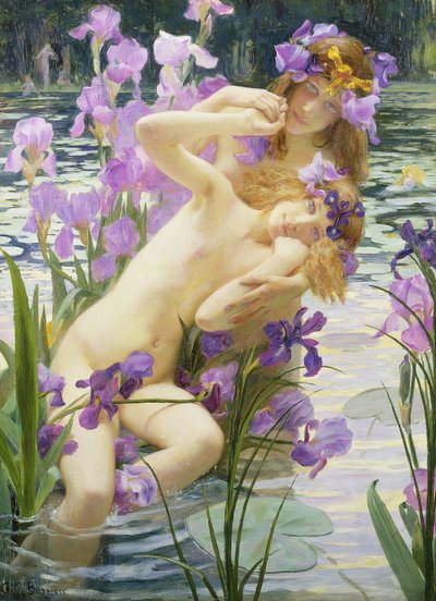 ニンフの入浴 作： Gaston Bussiere