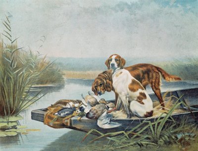 狩猟のお土産"犬とゲーム" ジュールとガストン・ゲリベールの水彩画（19世紀） パリ、装飾芸術 作： Gaston Gelibert