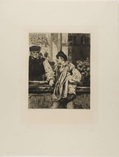 ラソモワールの皿（バーにもたれかかる男） 作： Gaston La Touche