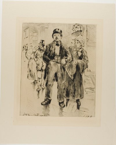 アソモワールの皿（立っているカップル、背景に他の人物） 作： Gaston La Touche