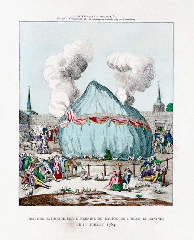 ミオランとジャニネットの気球の火に風刺彫刻1784 1887 作： Gaston Tissandier