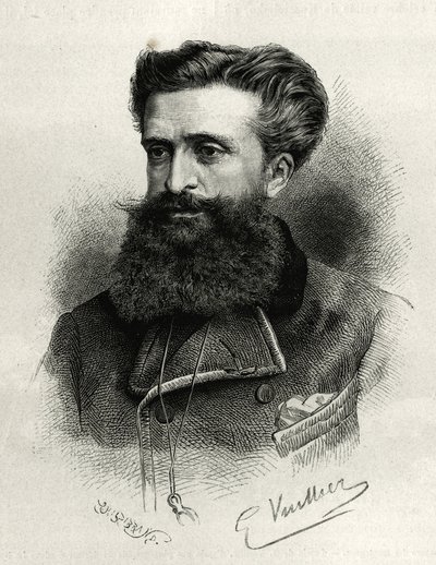 ギュスターヴ・ルボン博士（1841-1931）の肖像。G.Vuillierによるエングレーヴィング。公教育省から科学的使命を与えられたリヨン医学部の学部長M.Lortetによる「La Syria d