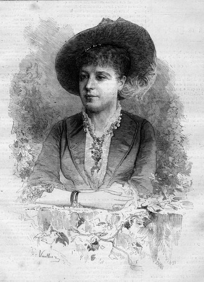 スペインの古典舞踊家、ロジータ・マウリ（1849-1923）の肖像。1880年12月11日付の「Le Monde Illustré」1237号に掲載されたヴュイリエのエングレーヴィング。 作： Gaston Vuillier