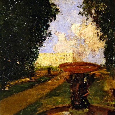 ガーデンシーン（油彩・パネル） 作： Gaston de la Touche