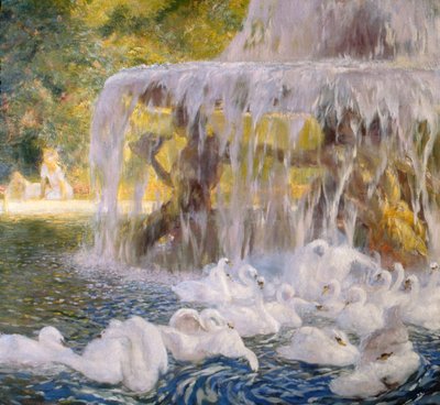 戯れる白鳥たち（油彩・キャンバス） 作： Gaston de la Touche