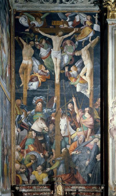 ガウデンツィオ・フェラーリ（1475-1546）によるフレスコ画「磔刑 作： Gaudenzio Ferrari