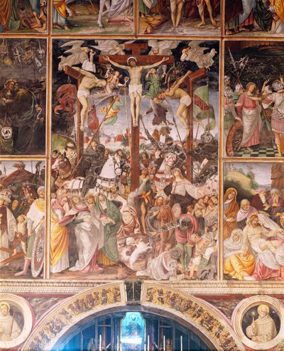 ガウデンツィオ・フェッラーリ（1475-1546）によるフレスコ画「キリストの生涯と受難」から「磔刑」の細部 1513年 作： Gaudenzio Ferrari
