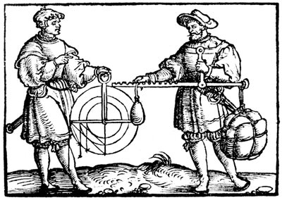 スティールヤードでの計量、1547 作： Gaultherius Rivius