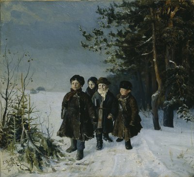 学校からの帰り、1884 作： Gavriil Fyodorovich Rybakov