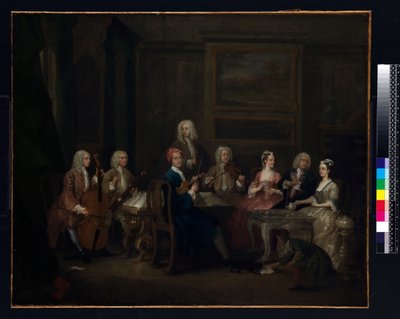 ミュージカルパーティー：マティアス家、c.1730 作： Gawen Hamilton