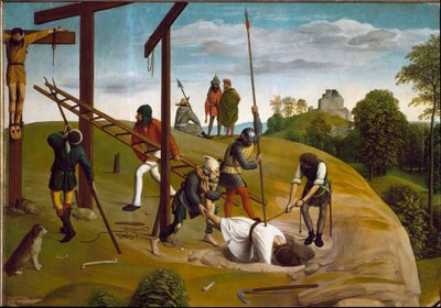 キリストの死についての嘆き。十字架の下降の詳細。(絵画 作： Geertgen Tot sint Jans