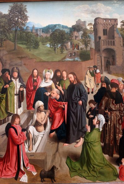 オランダ語  De opwekking van Lazarus ラザロの復活 ドナー夫婦とその娘 作： Geertgen Tot sint Jans