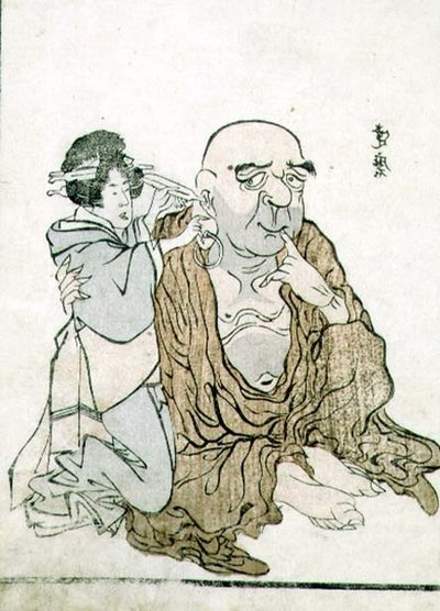 T・H・Riches 1913 Immortal Having his Ears Cleaned, c.1815（木版画） 作： Gekkotai Bokusen