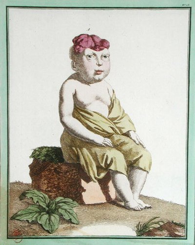 半分の頭を持つ子供（「自然の悦び」より）、パリ 作： Genevieve Regnault de Nangis