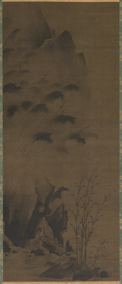 雨の中の竹、風の中の竹、1500 年代初頭。 作： Genga