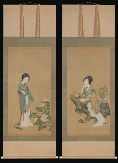 延吉と蘭、楊貴妃と牡丹、1785年。 作： Genki