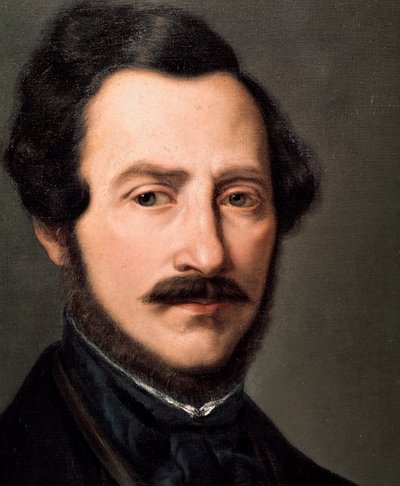 イタリアの作曲家 Gaetano Donizetti (1797-1848) の肖像 Gennario Ruo の絵画 (19 世紀) Naples San Pietro a Majella Conservatory of Music 作： Gennaro Ruo