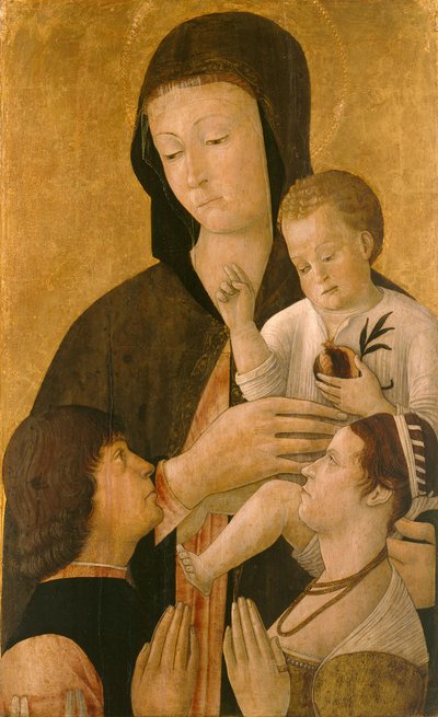 子供と2人のドナーとのマドンナ、1460年 作： Gentile Bellini