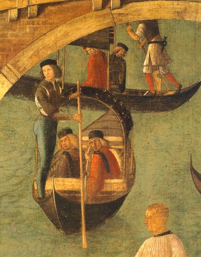 Gentile Bellini（1429-1507）によるサンロレンツォ橋の十字架の奇跡、木にテンペラ、323x430 cm、詳細、1500年頃 作： Gentile Bellini