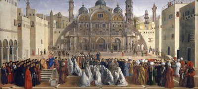 エジプトのアレキサンドリアで説教する聖マルコ 作： Gentile and Giovanni Bellini