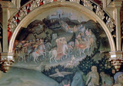 賢者の礼拝ストロッツィの祭壇画、詳細、1423 作： Gentile da Fabriano
