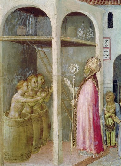 聖ニコラスはQuaratesi祭壇画のプレデラパネルからの詳細、1425年（パネル上のテンペラ） 作： Gentile da Fabriano