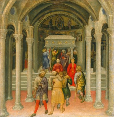 1425年、聖ニコラスの墓で不具で病気が治った。 作： Gentile da Fabriano