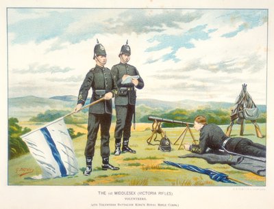 フラグを使用してセマフォ信号を送信する、c1880 作： Geoffrey Douglas Giles
