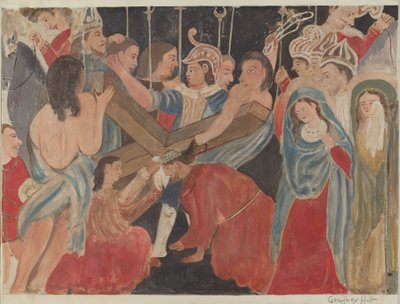 第 6 の十字架の駅: Veronica RendersService to Jesus, c. 1936年。 作： Geoffrey Holt