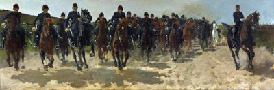 「騎兵」 (騎兵) 絵画 ジョージ・ヘンドリック・ブライトナー (1857-1923) - 1883-1888 - キャンバスに油彩 薄暗い 137x337 cm デン・ハーグ市立美術館 (デン・ハーグ) オランダ 作： Georg Hendrik Breitner