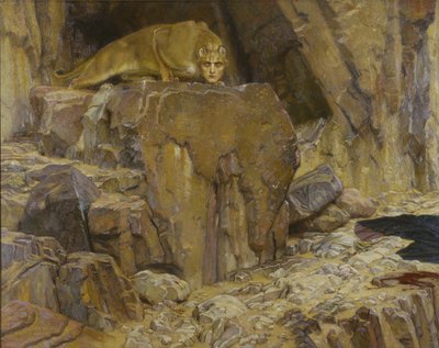 ローゼン、ゲオルグ・フォン（1843-1923）の「Le sphinx - The Sphinx（スフィンクス）」。油彩・キャンバス 作： Georg  Rosen
