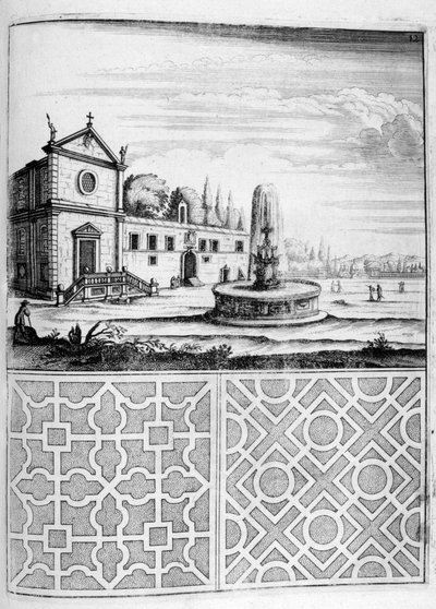 家、噴水、庭園のデザイン、1664 作： Georg Andreas Bockler