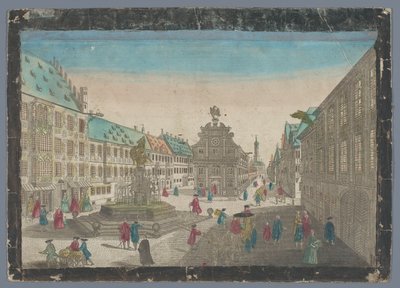 Gezicht op de wijnmarkt te Augsburg ザルツ シュターデルを S. ウルリッヒに向かい、アウグスプルグに向かうワイン市場の展望 (オブジェクトのタイトル) 作： Georg Balthasar Probst (possibly)